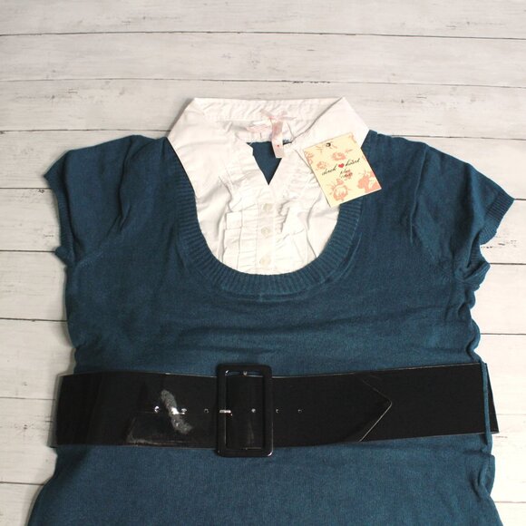 Derek Heart Vintage Tunic Sweater Plus Size 3X Short Sleeve Belted - Picture 4 of 6